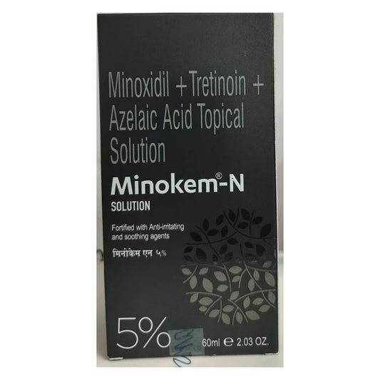 Minokem-N Hair Regrowth Solution | Minoxidil 5% + Tretinoin 0.01% + Azelaic Acid 1.5% | 60ml
