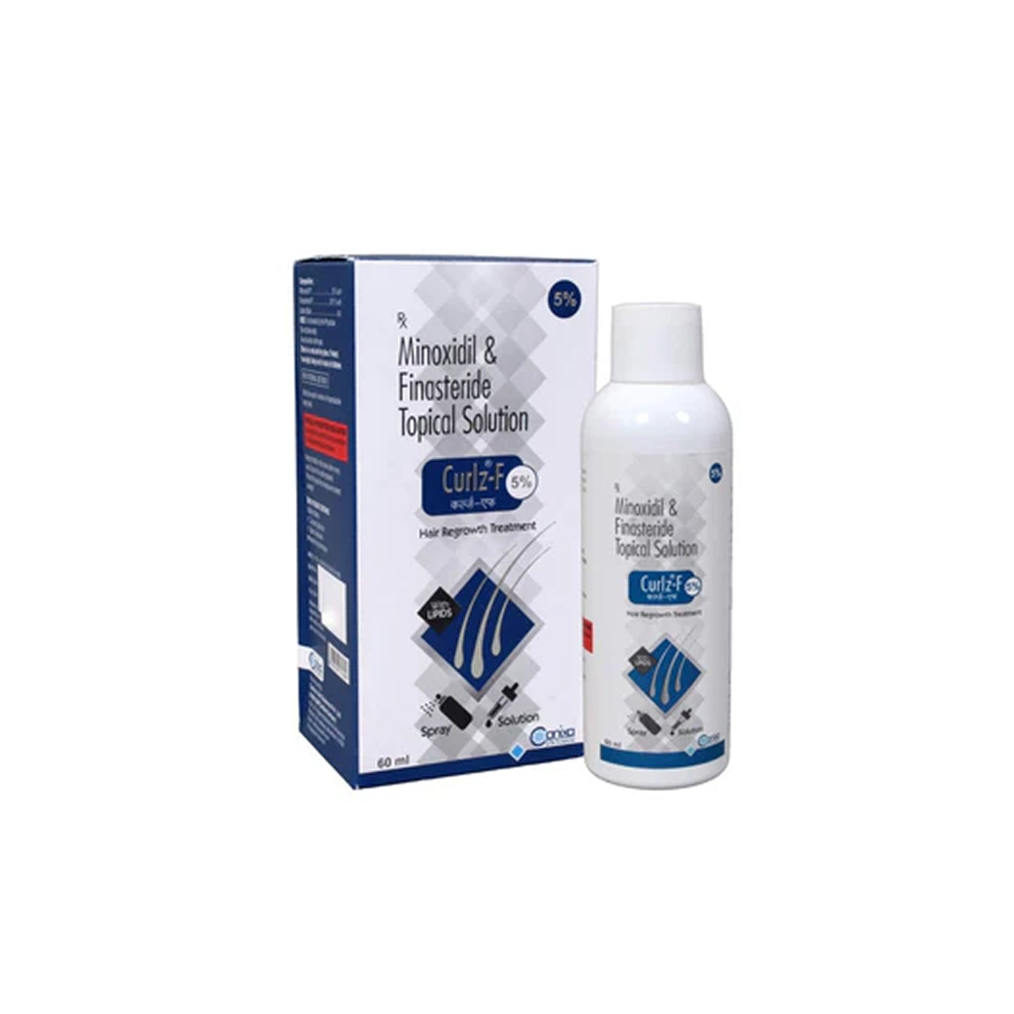 curlz-f hair regrowth spray – minoxidil 5% + finasteride 0.1% | 60 ml | with lipids