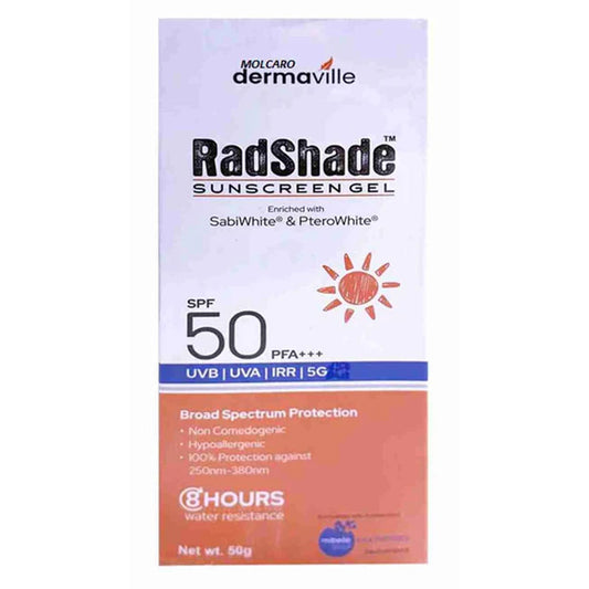 RadShade SPF 50 Sunscreen Gel with SabiWhite & PteroWhite®, PA+++, Water-Resistant, 50g
