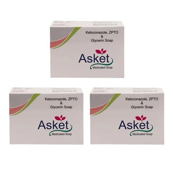 Asket Medicated Soap – Ketoconazole, ZPTO & Glycerin | Pack of 3 – Dermaw