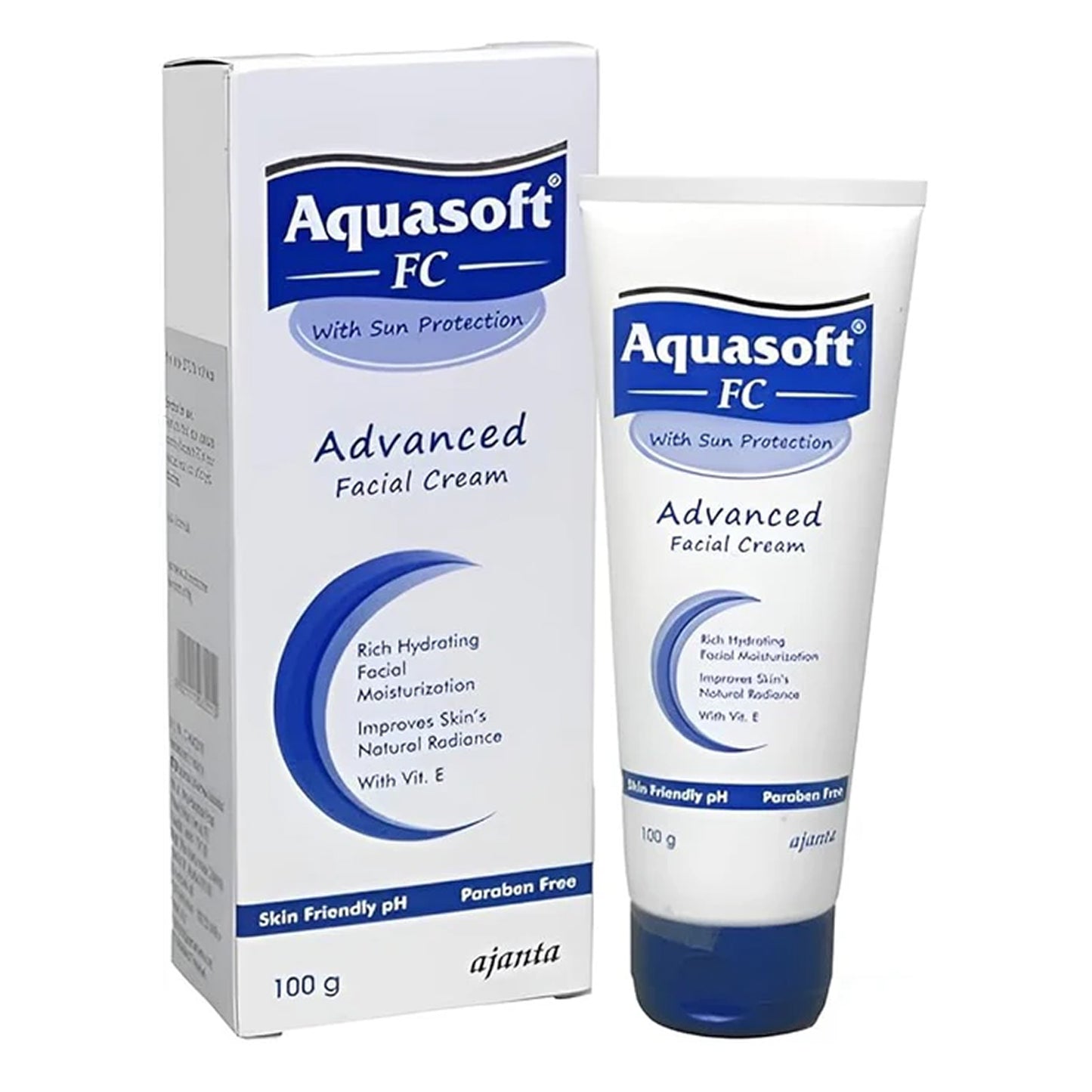 aquasoft fc advanced facial cream with sun protection | 100g | rich hydrating moisturizer with vitamin e