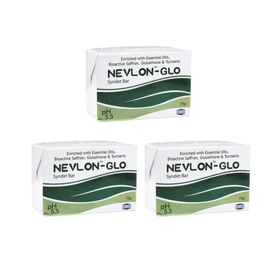 NEVLON-GLO Syndet Bar – With Glutathione, Saffron & Turmeric | Pack of 3 | pH 5.5