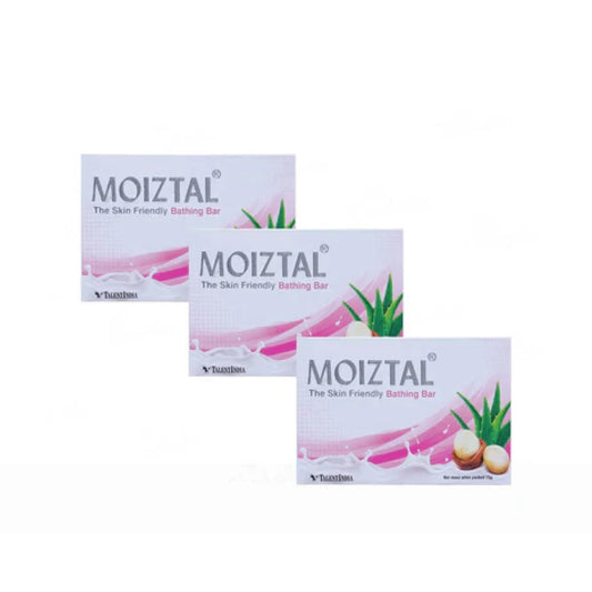 MOIZTAL Bathing Bar (Pack of 3) – pH 5.5 Soap-Free Moisturizing Cleanser for Sensitive & Dry Skin