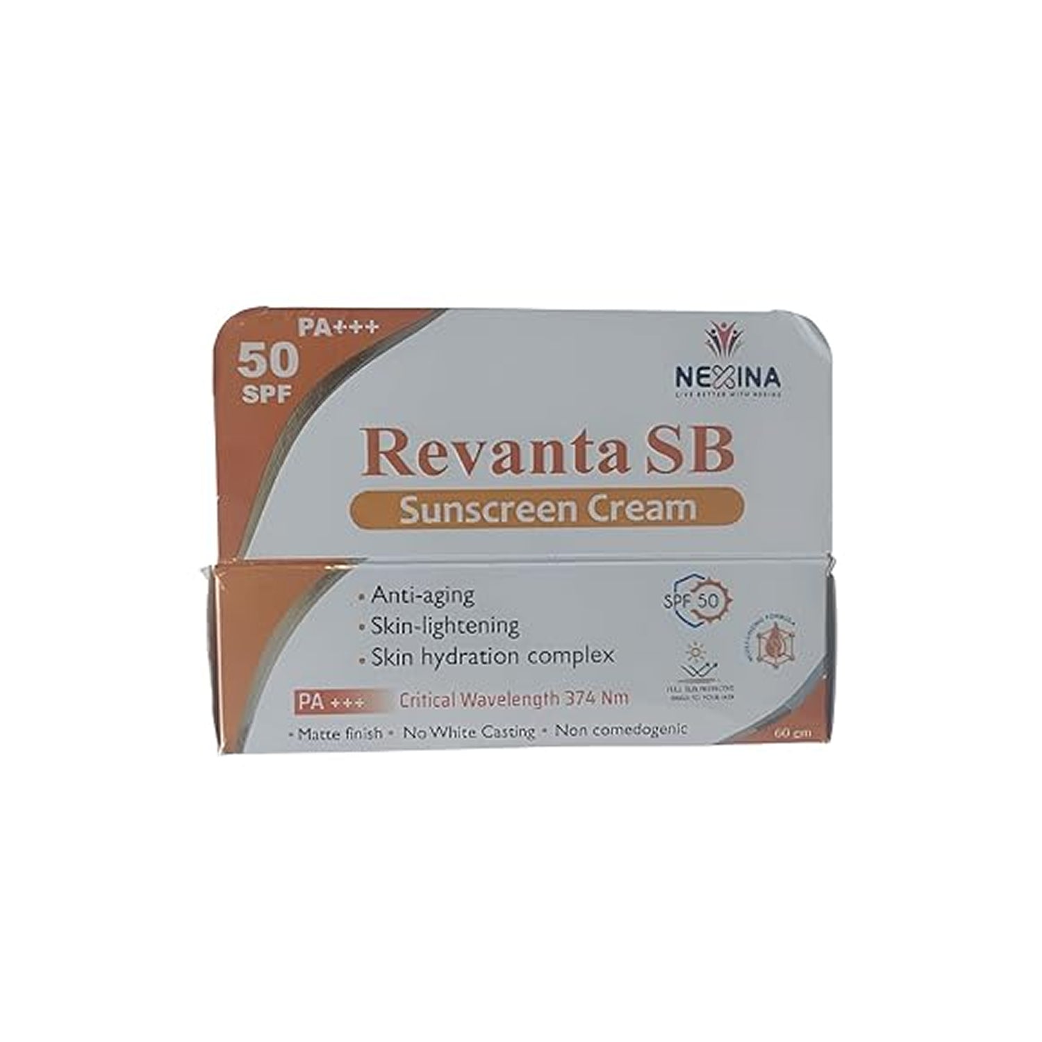 Nexina Revanta SB Sunscreen Cream SPF 50 PA+++ – Matte Finish, Anti-Aging & Hydrating