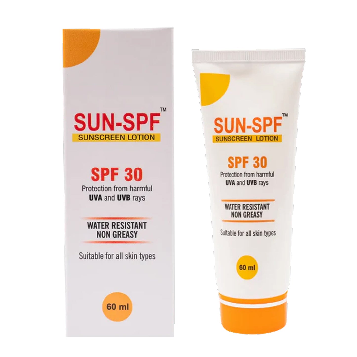 sun-spf sunscreen lotion spf 30 | broad spectrum uva & uvb protection | water-resistant & non-greasy | 60ml
