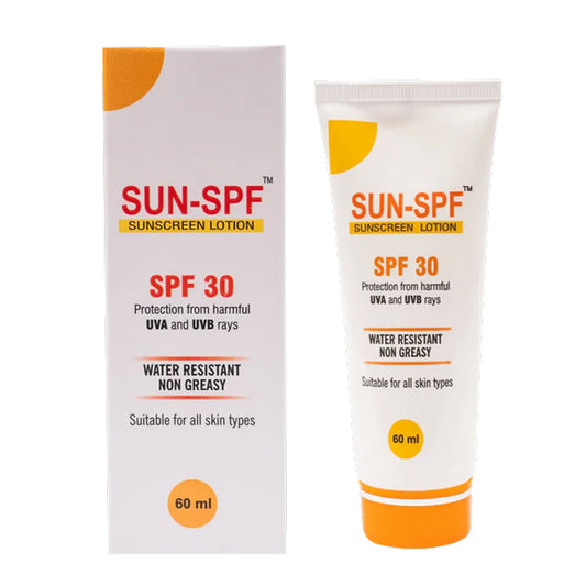 SUN-SPF Sunscreen Lotion SPF 30 | Broad Spectrum UVA & UVB Protection | Water-Resistant & Non-Greasy | 60ml