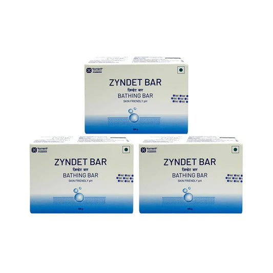 Zyndet Bar  – Pack of 3 | Soap-Free Syndet Bathing Bar | Skin-Friendly pH