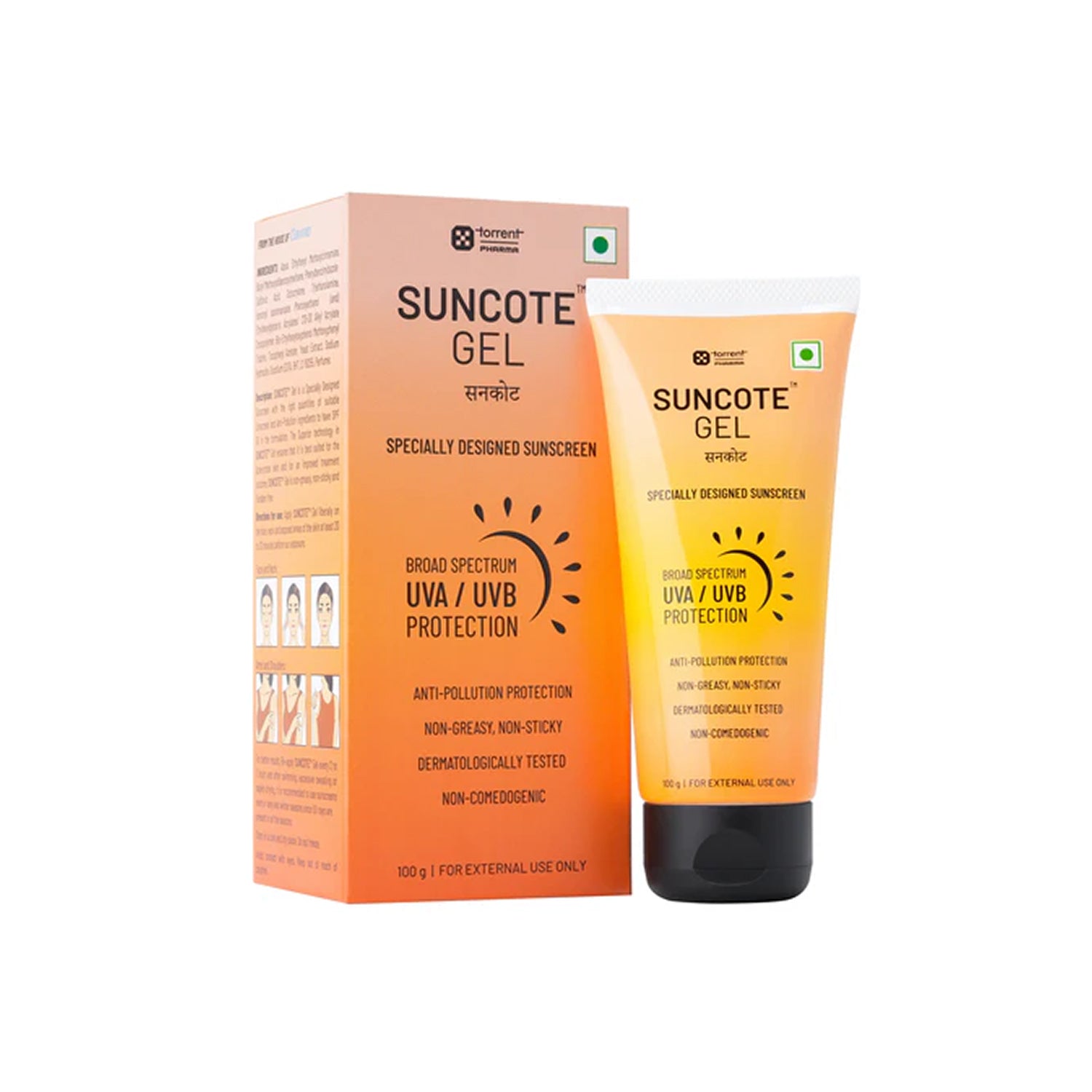 SUNCOTE™ Gel Sunscreen SPF 30 – Broad Spectrum UVA/UVB Protection | Non-Greasy, Non-Sticky | 100g | Curatio