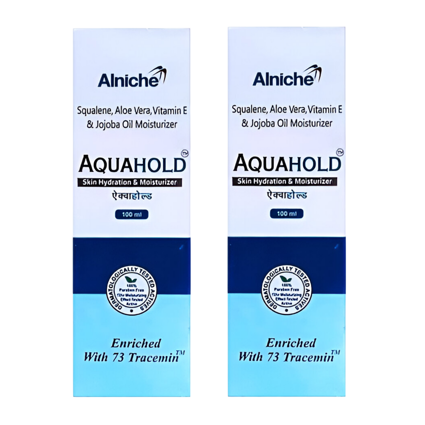 aquahold skin hydration & moisturizer lotion – 100 ml | with squalene, aloe vera, vitamin e & jojoba oil | enriched with 73 tracemins