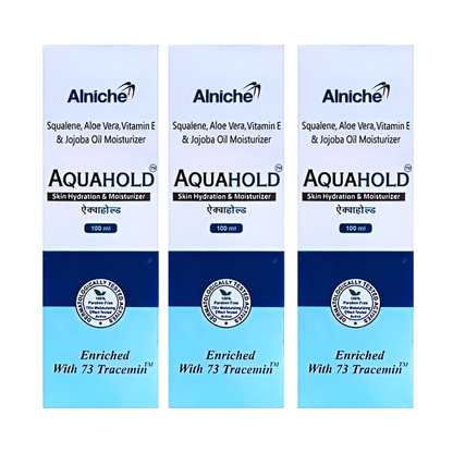 Aquahold Skin Hydration & Moisturizer Lotion – 100 ml | With Squalene, Aloe Vera, Vitamin E & Jojoba Oil | Enriched with 73 Tracemins
