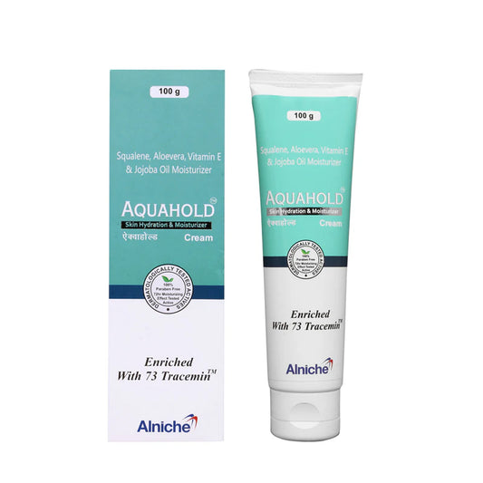 Aquahold Skin Hydration & Moisturizer Cream – 100gm | With Squalene, Aloe Vera, Jojoba Oil & Vitamin E | Long-Lasting Hydration for Dry Skin