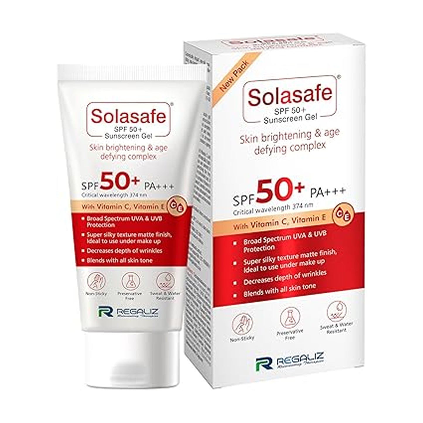 solasafe spf 50+ sunscreen gel – skin brightening & age defying complex