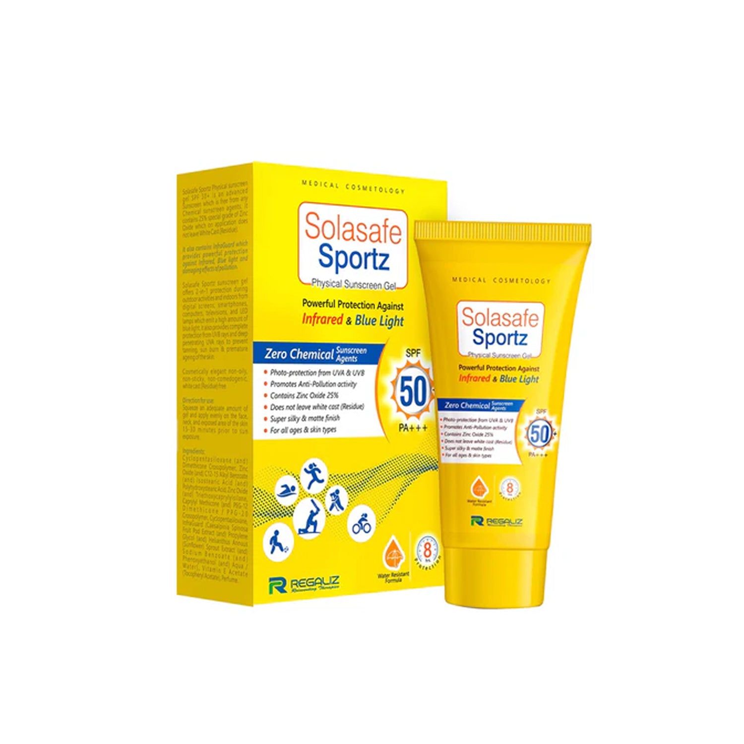 Solasafe Sportz Physical Sunscreen Gel SPF 50+ – Powerful Protection Against Infrared & Blue Light