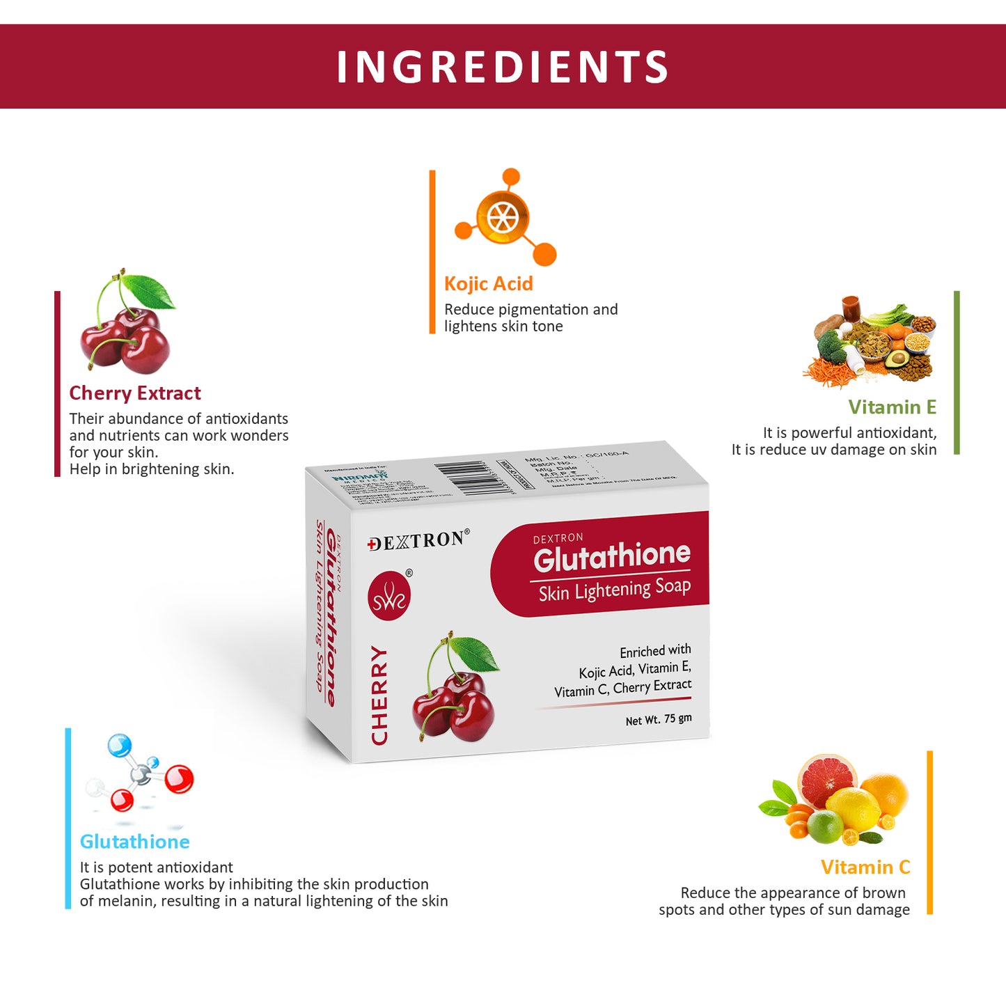 glutathione cherry skin brightening soap – 75gm