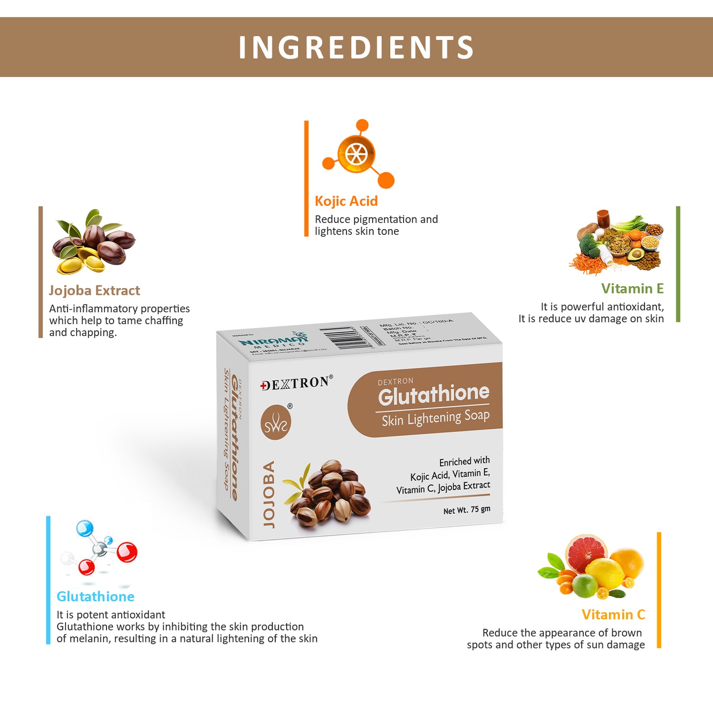 glutathione jojoba skin brightening soap – 75gm