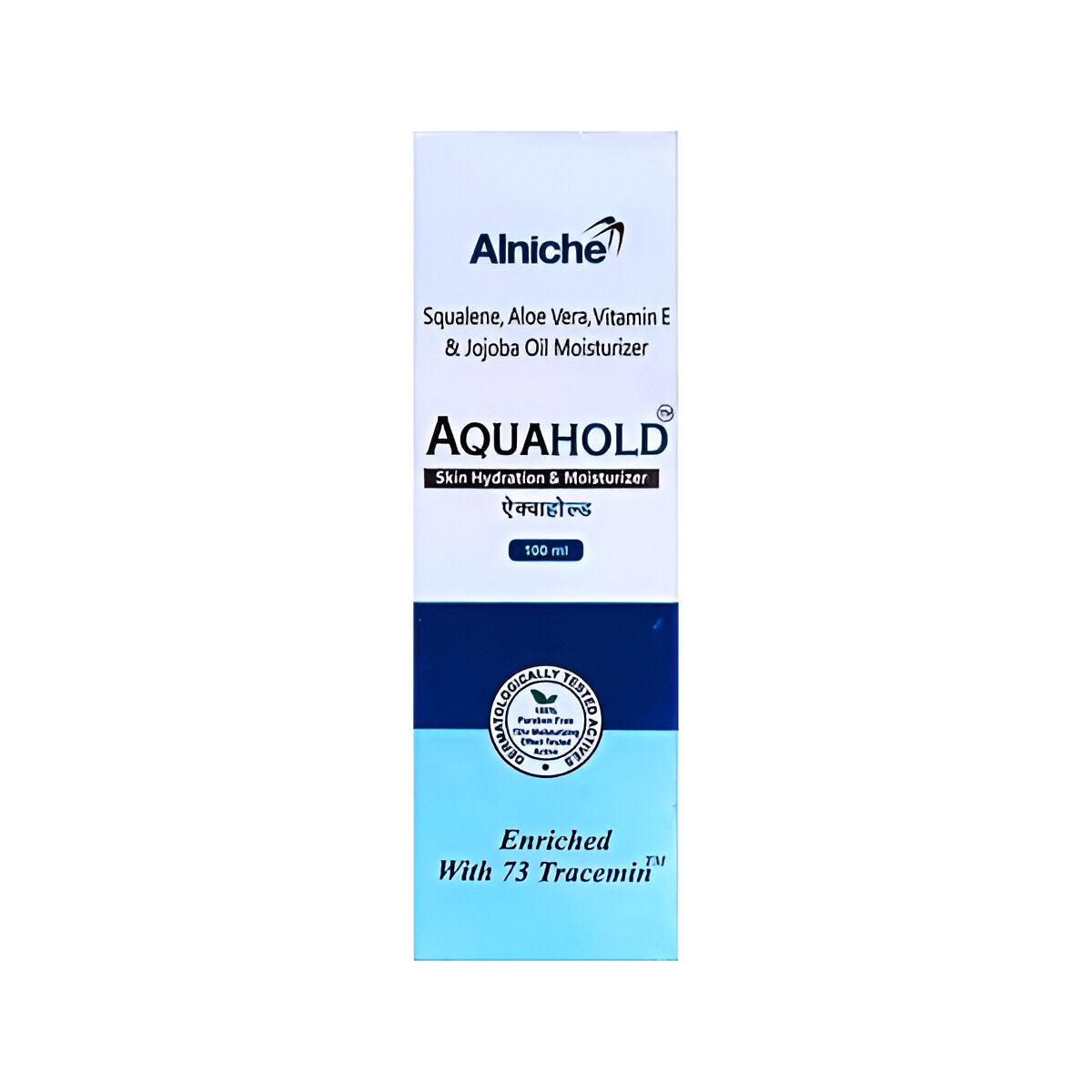 aquahold skin hydration & moisturizer lotion – 100 ml | with squalene, aloe vera, vitamin e & jojoba oil | enriched with 73 tracemins