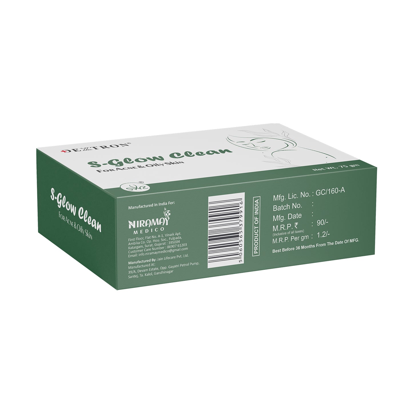 glutathione s-glow clean soap face acne & oily skin 