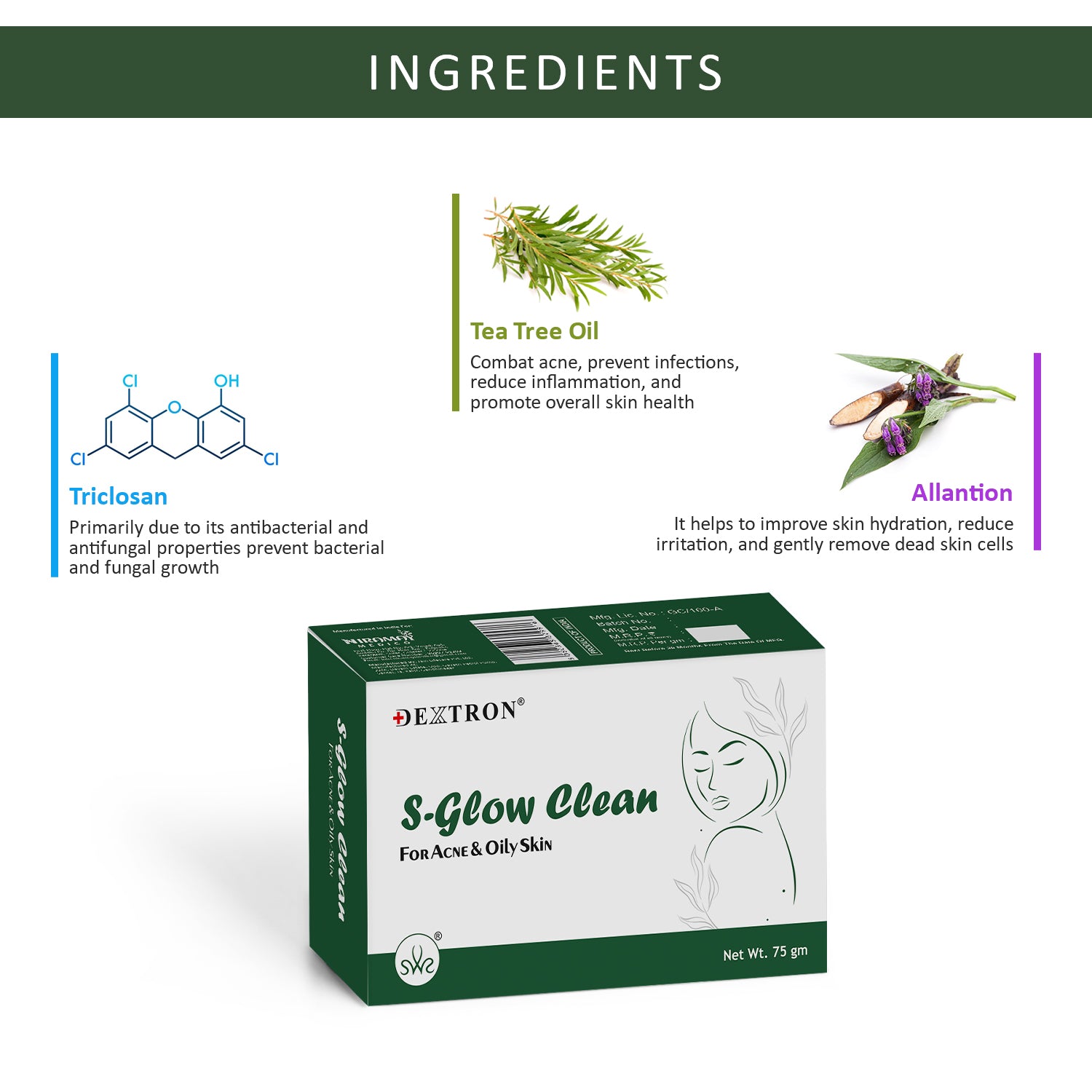 Glutathione S-Glow Clean Soap Face Acne & Oily Skin 
