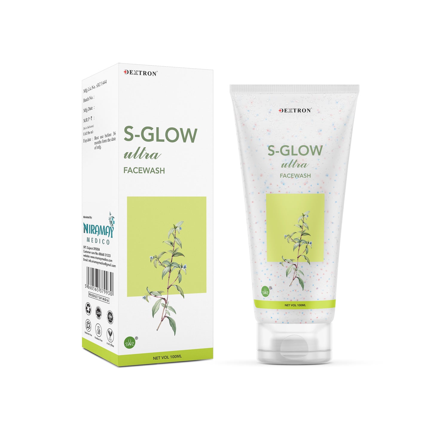 s-glow ultra facewash – oil-free skin rejuvenating cleanser with glycolic acid, salicylic acid, vitamin e & pine bark extract – 100ml