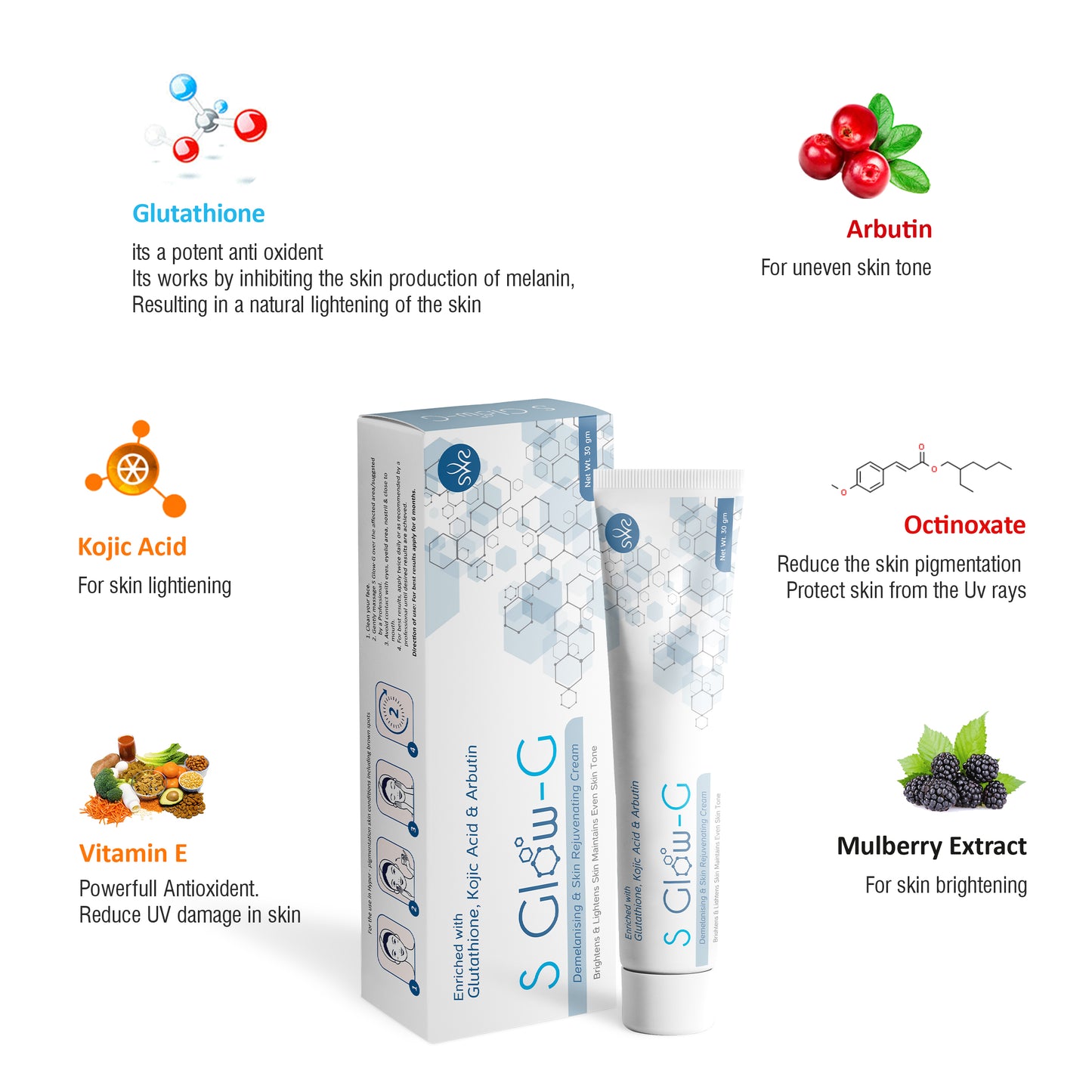 s glow-g skin rejuvenating cream – brightens, lightens & evens skin tone (30 gm)