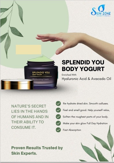 splendid you body yogurt – skin brightening cream with hyaluronic acid & avocado oil | fast absorbing, deep hydration