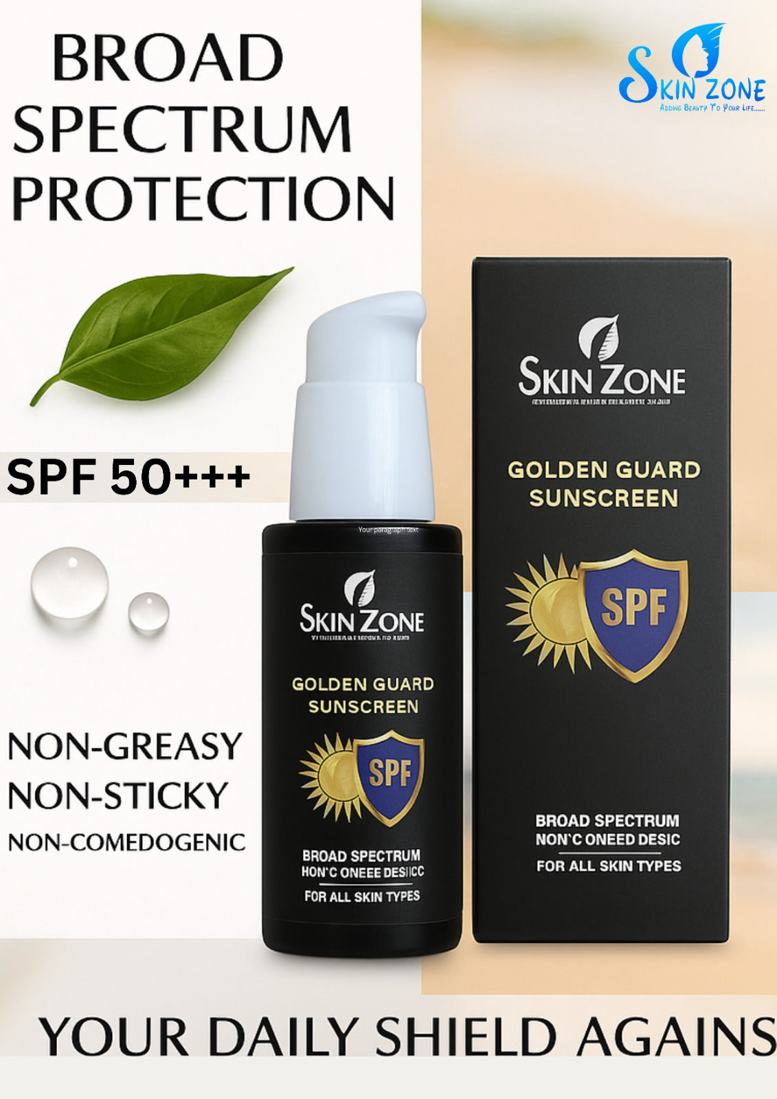 Golden Guard Sunscreen – SPF 50+++ | Broad Spectrum | Non-Greasy & Non-Sticky