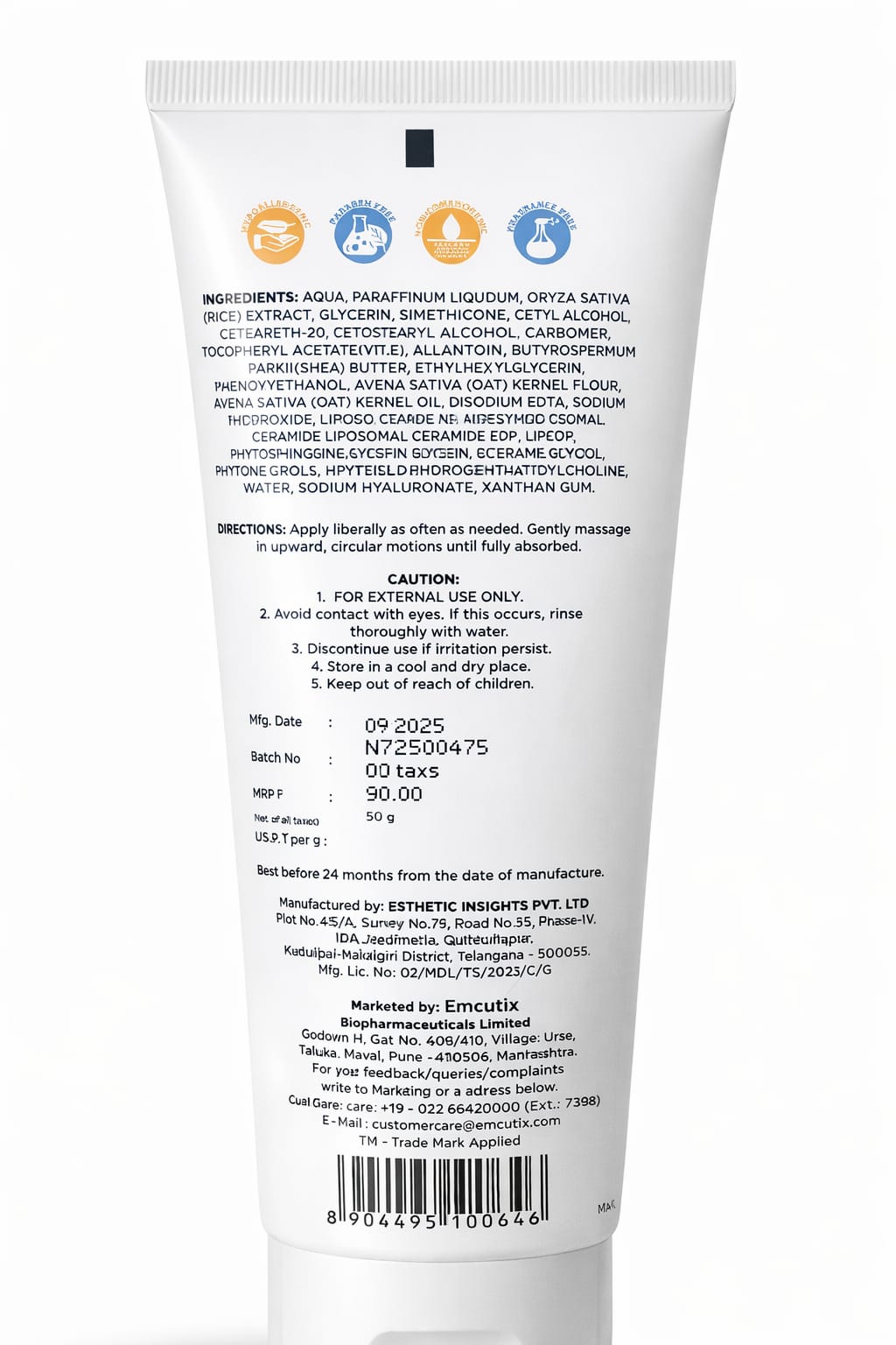 aquaoat moisturising cream with colloidal oatmeal & ceramides | intense hydration for dry & sensitive skin | 100g