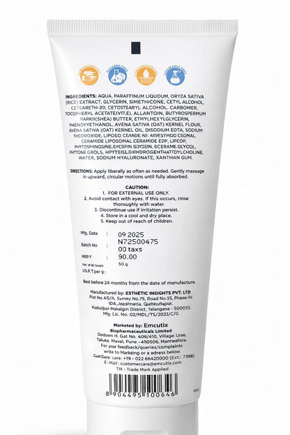 AquaOat Moisturising Cream with Colloidal Oatmeal & Ceramides | Intense Hydration for Dry & Sensitive Skin | 100g