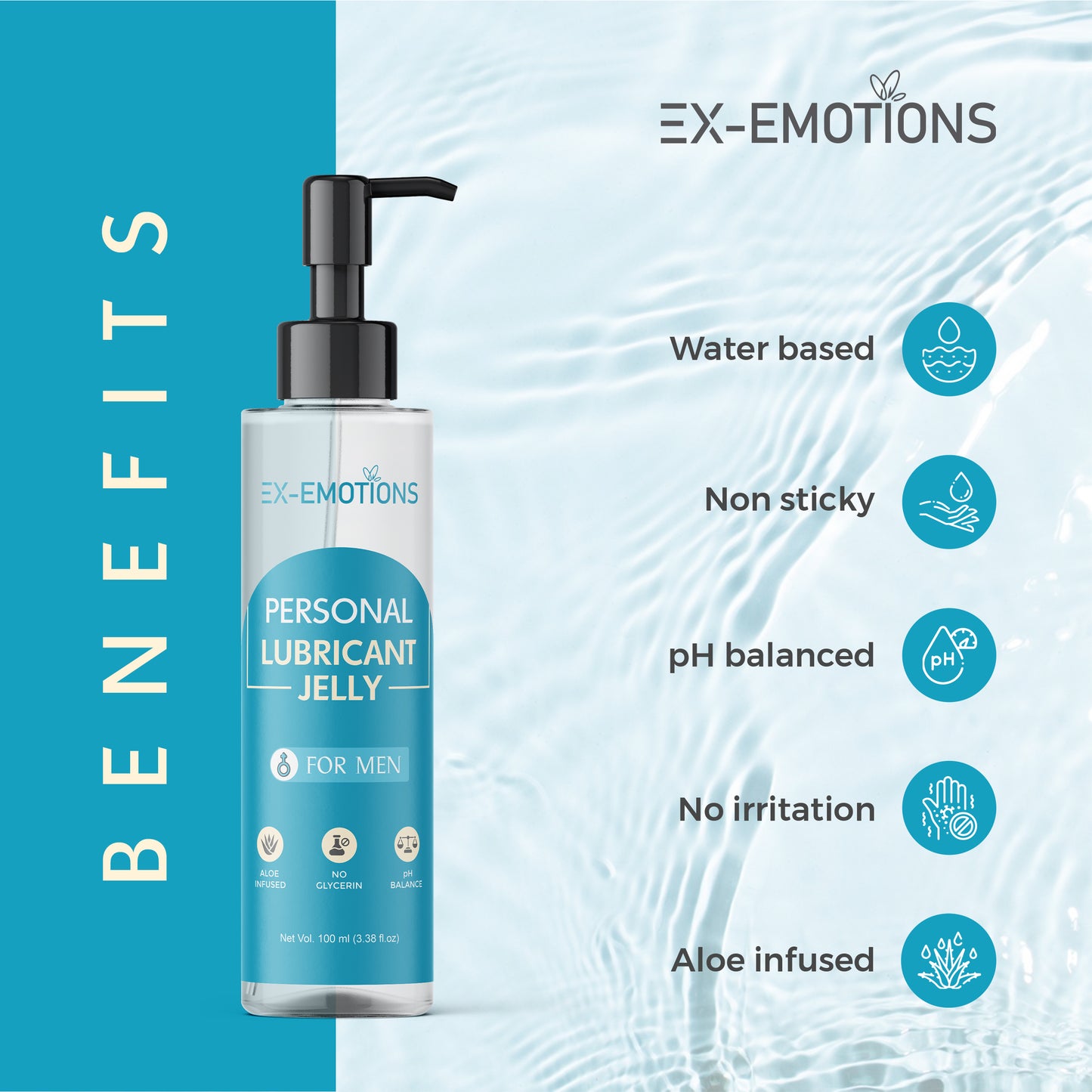 personal lubricant jelly for men | glycerin-free | aloe vera infused | balanced ph | 100ml