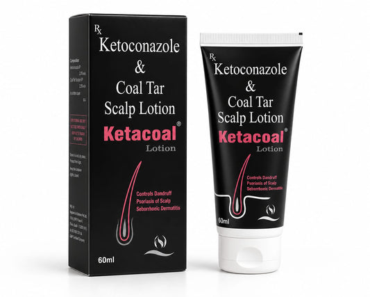 Ketacoal Scalp Lotion – 2  Anti-Dandruff & Psoriasis Treatment with Ketoconazole & Coal Tar | 60ml