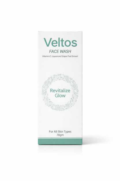 Veltos Face Wash – 70g | Vitamin C, Liquorice & Grapefruit Extract for Glowing Skin