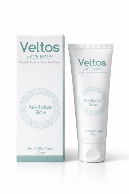 Veltos Face Wash – 70g | Vitamin C, Liquorice & Grapefruit Extract for Glowing Skin