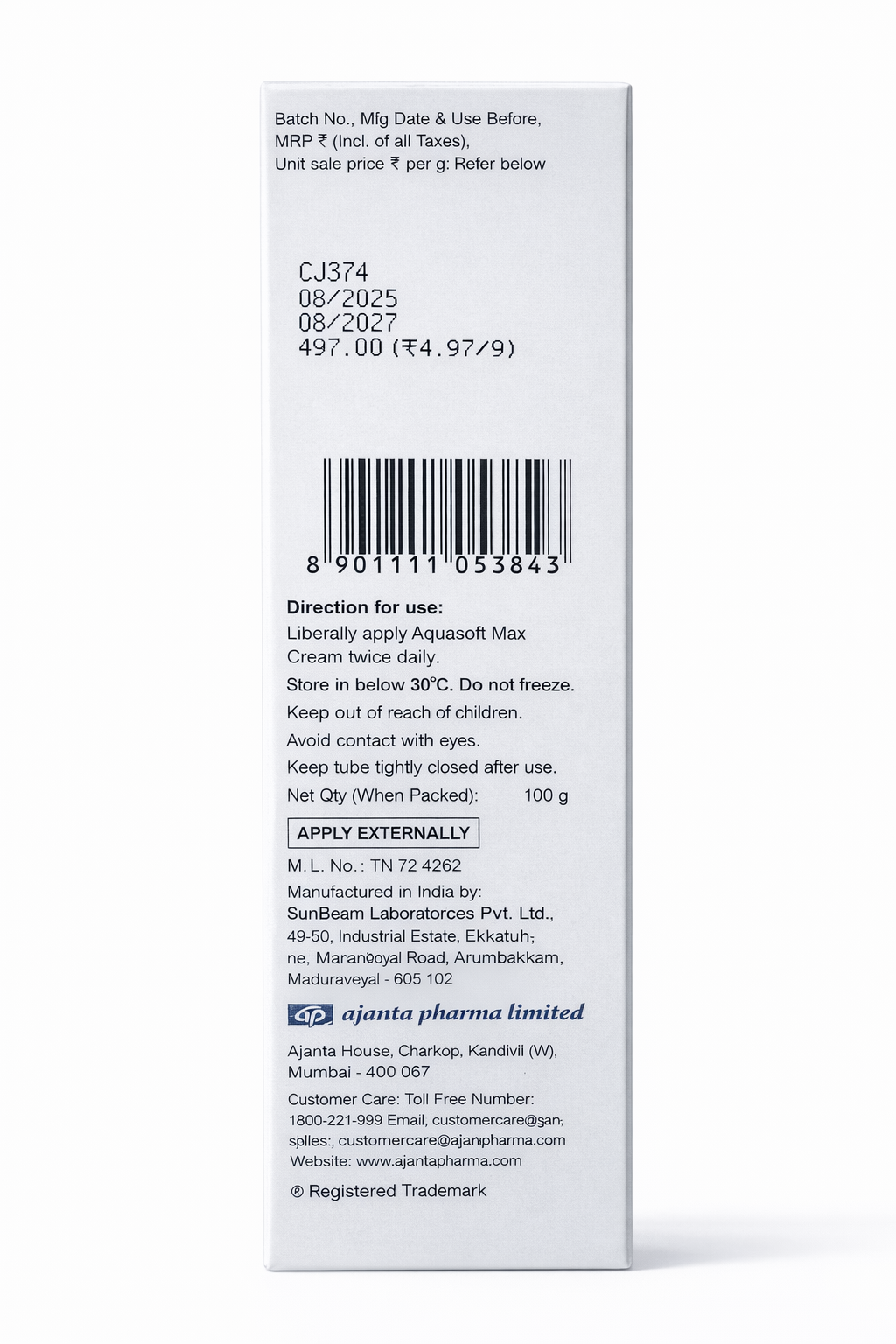 aquasoft max cream – intense moisturizing cream with ceramide