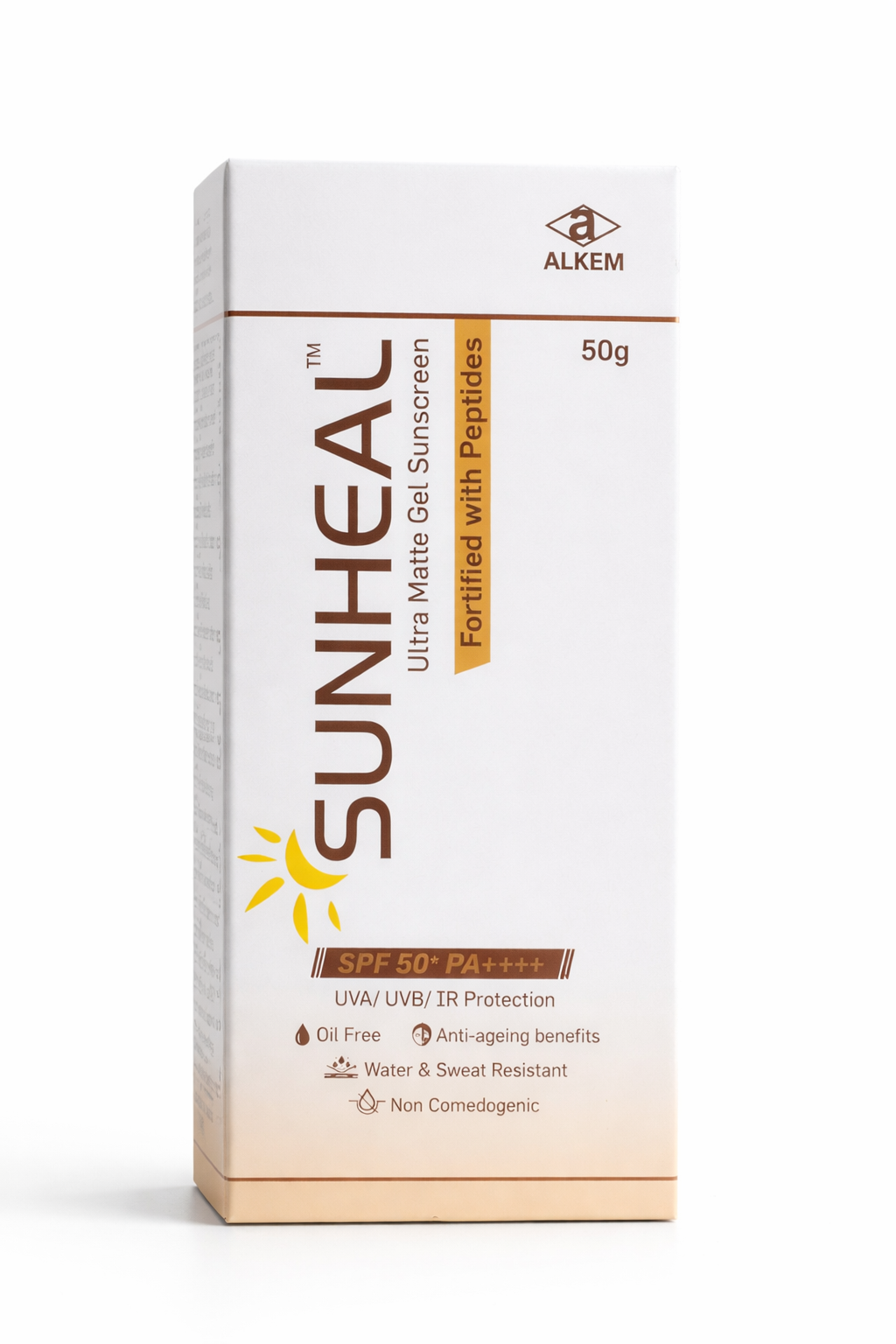 sunheal ultra matte gel sunscreen spf | peptide fortified | 50g