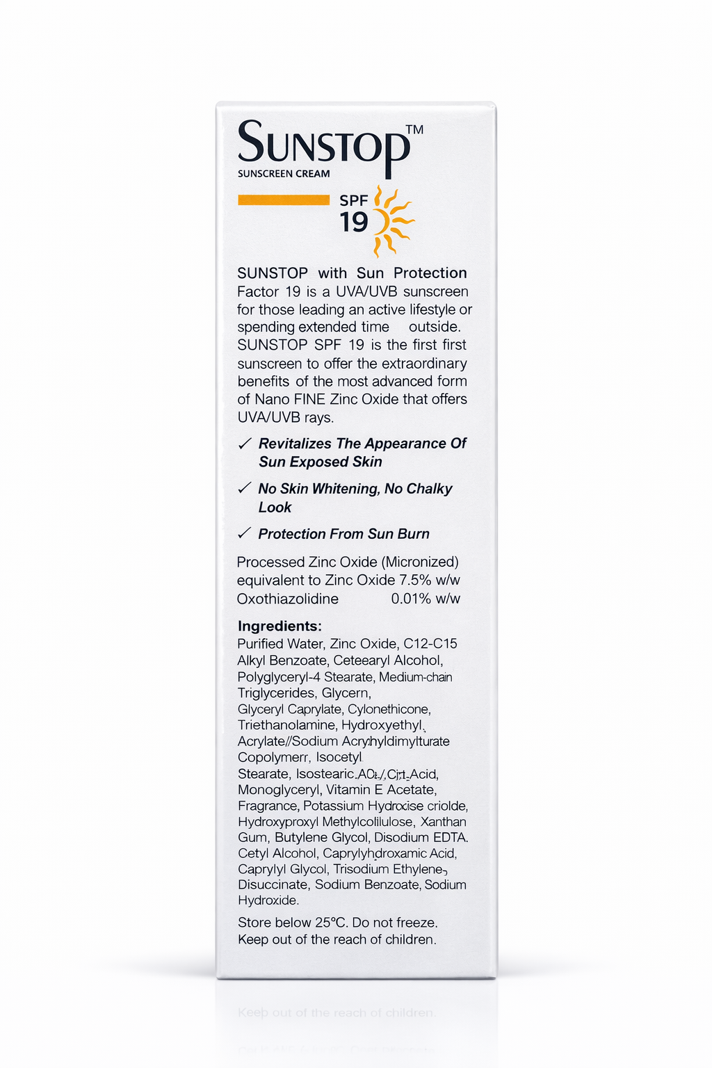 sunstop spf 19 sunscreen cream | solar smart cream | broad spectrum uva/uvb protection | oil-free & paraben-free | 60g