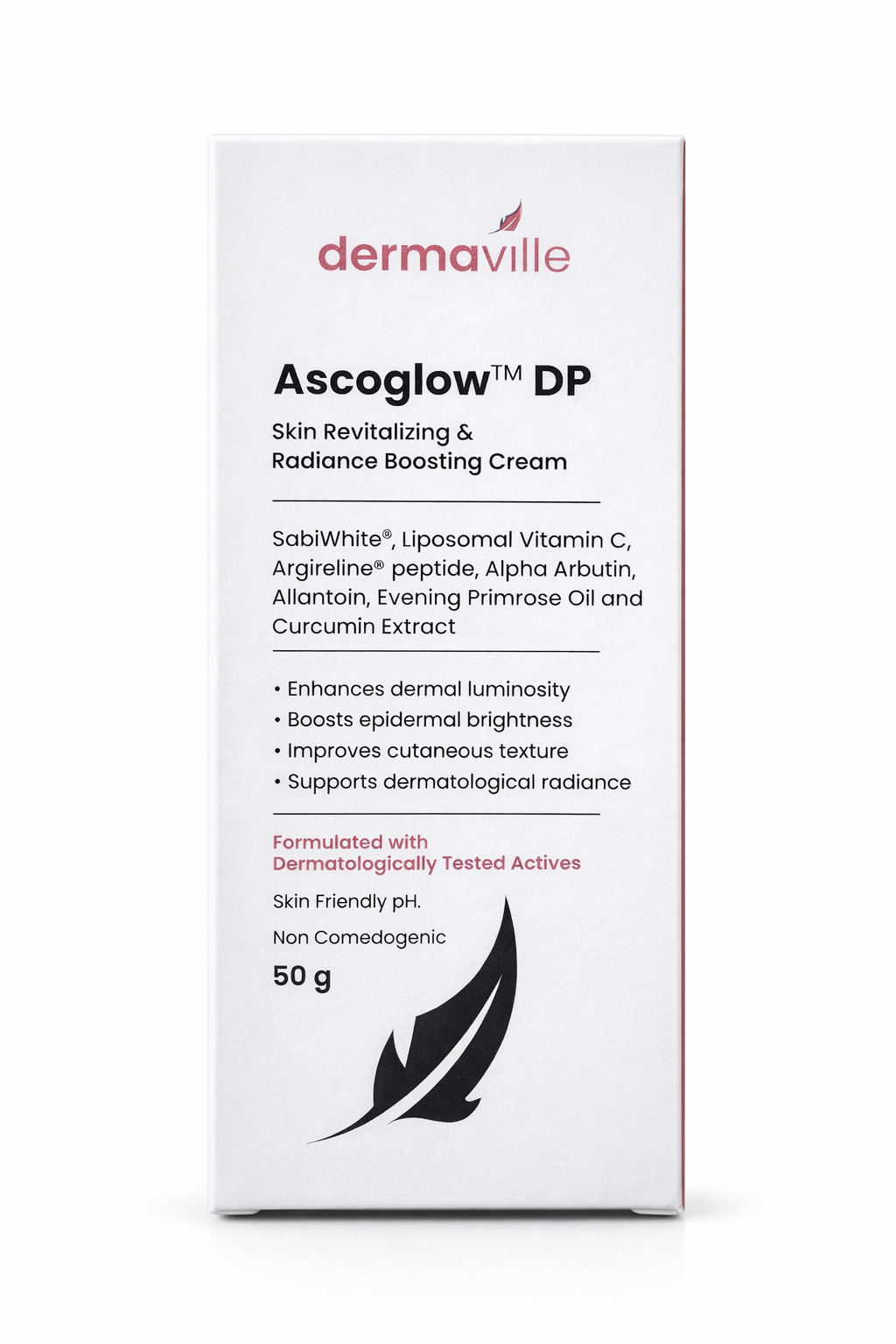 ascoglow™ dp radiance boosting cream with sabiwhite™, liposomal vitamin c, alpha arbutin & argireline