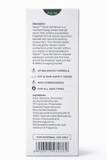 Vasuki™ Facial Gel Serum with Proprietary Tripeptide Formula | Anti-Wrinkle | 30g