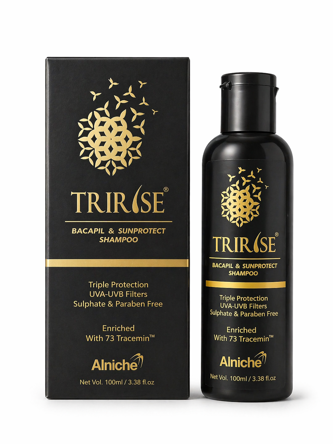 tririse shampoo baicapil & sunprotect formula triple protection | sulphate & paraben free | enriched with 73 tracemin™ 100ml