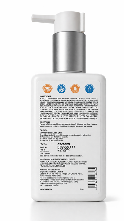 AquaOat Hydrating Face Cleanser | Colloidal Oatmeal & Ceramides | Gentle Cleanser for Dry & Sensitive Skin | 100ml
