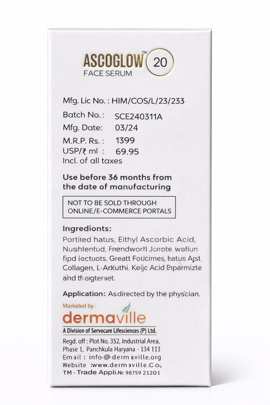 ascoglow™ 20 vitamin c face serum – brightening & anti-aging formula with hyaluronic acid & ferulic acid (20ml)