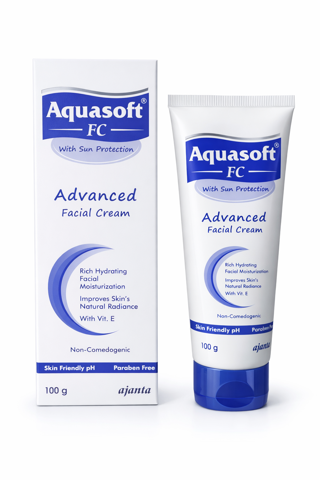 aquasoft fc advanced facial cream with sun protection | 100g | rich hydrating moisturizer with vitamin e