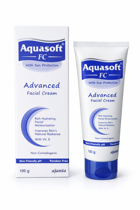 Aquasoft FC Advanced Facial Cream with Sun Protection | 100g | Rich Hydrating Moisturizer with Vitamin E
