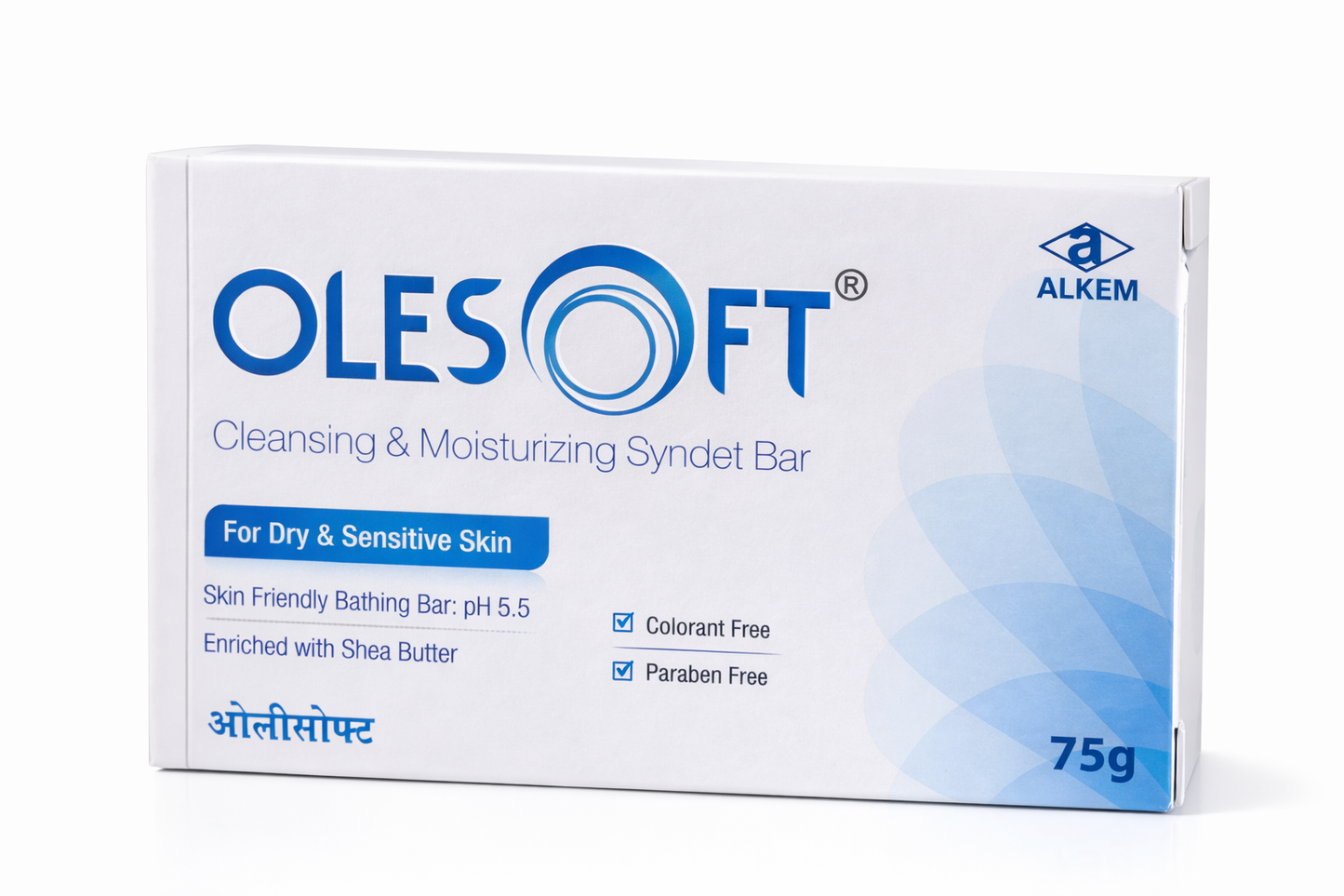 olesoft cleansing & moisturizing syndet bar | ph 5.5 | shea butter | for dry & sensitive skin | soap-free & paraben-free (75g)