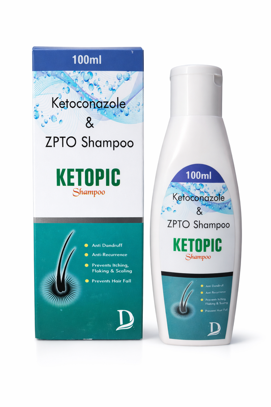 Ketopic Shampoo – Ketoconazole 2% & ZPTO 1% Anti-Dandruff Shampoo – 100 ml