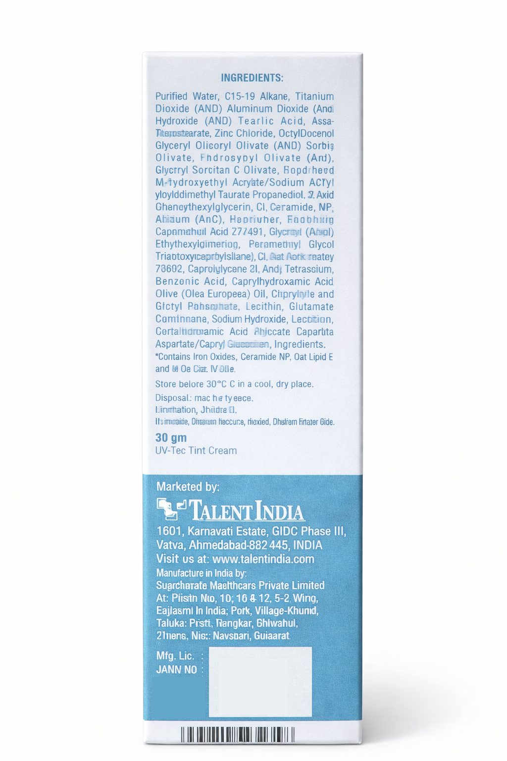 uv-tec™ tinted physical sunscreen cream – spf 30 pa++ | broad spectrum sun defense with ceramides & oat lipid e | 30g