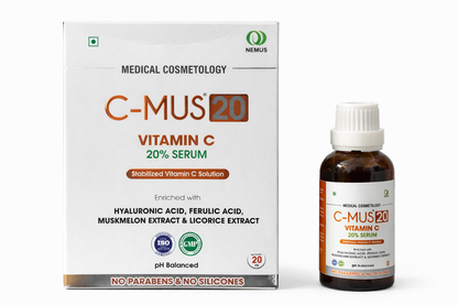 C-MUS Vitamin C 20% Serum | With Hyaluronic Acid, Ferulic Acid & Retinol | Brightening & Anti-Aging | 20ml