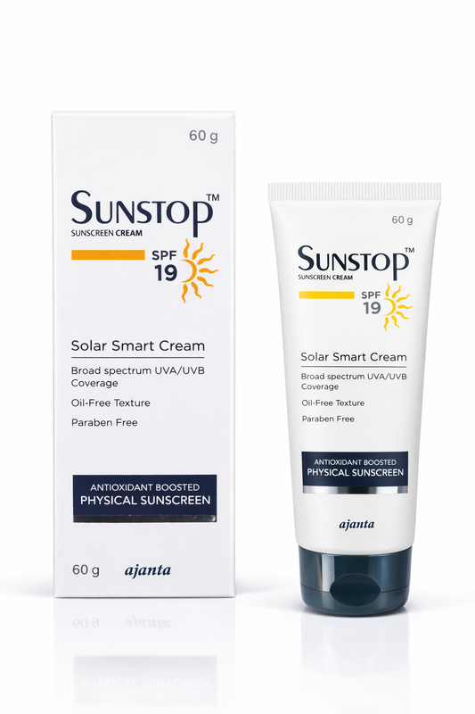 Sunstop SPF 19 Sunscreen Cream | Solar Smart Cream | Broad Spectrum UVA/UVB Protection | Oil-Free & Paraben-Free | 60g
