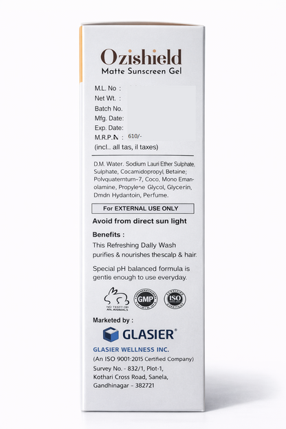 Ozishield Matte Sunscreen Gel – SPF 50+ PA+++ | With 10% Micronised Zinc Oxide – 60g