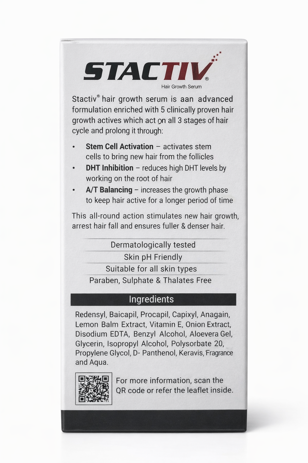 stactiv hair growth serum – advanced stem cell activation & hair regeneration | 60ml