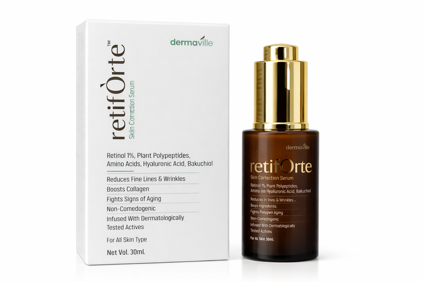 retif orte™ skin correction serum – retinol, bakuchiol & peptides (30ml)